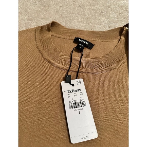 New Women's Express Silky Soft Fitted Crew Neck Sweater size Small pecan $68 - Picture 11 of 12